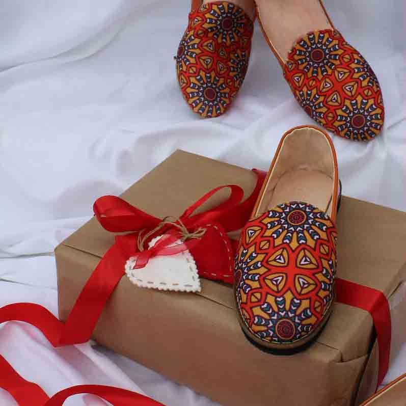 Mocassin tissue en motifs traditionnels mosaïques tunisien “NARANJA”