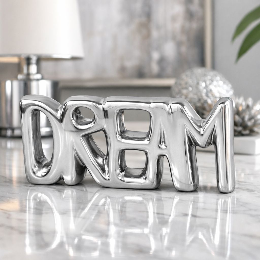 Mot DREAM décoratif en céramique dorée 8 X 15 cm