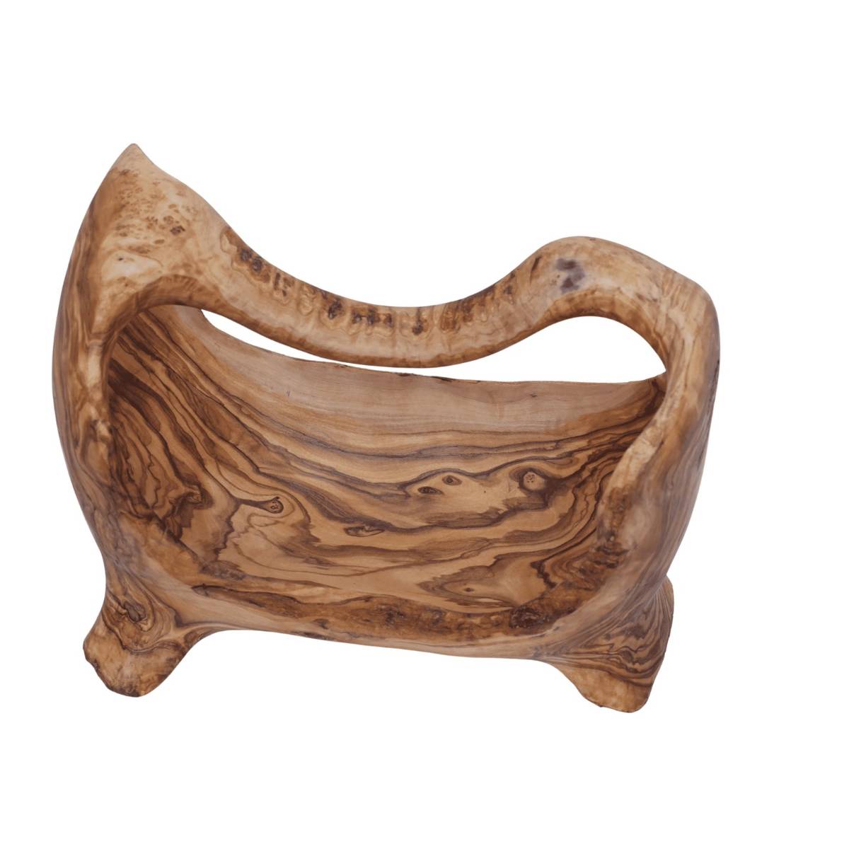 Corbeille en bois d'olivier artisanale élégante et unique 40x30 cm