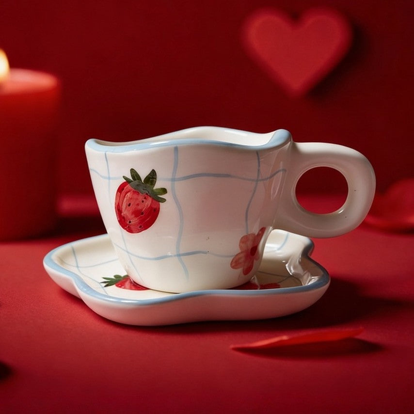 Mug en céramique design fraise