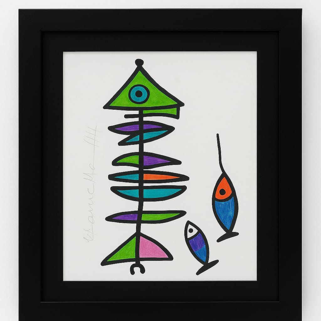 Tableau artistique moderne Poisson coloré