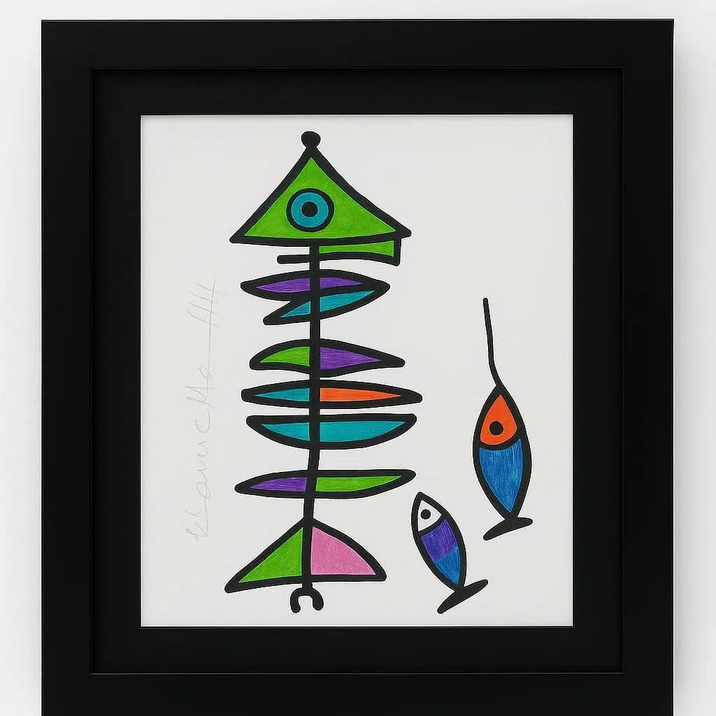 Tableau artistique moderne Poisson coloré