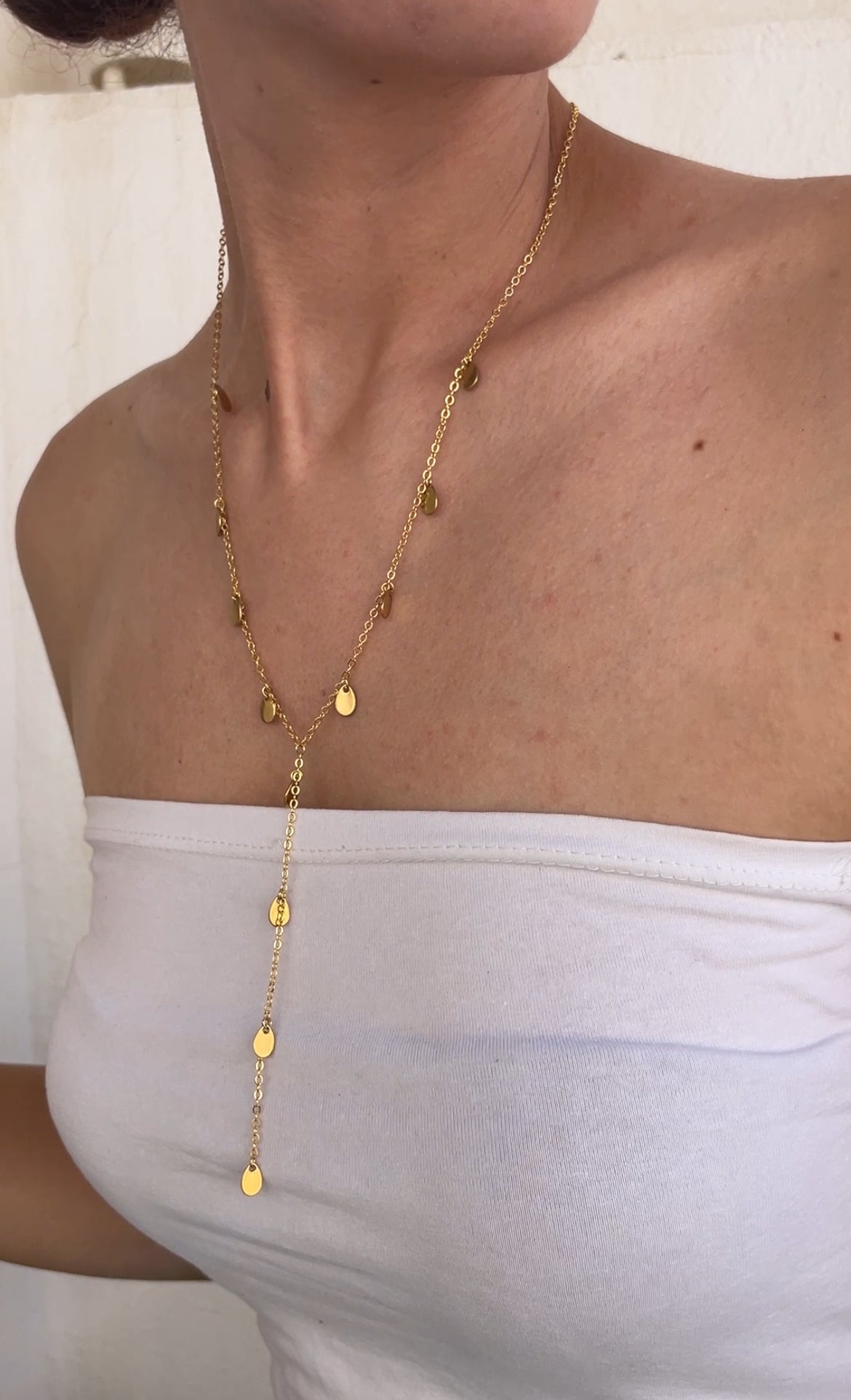 Necklace Golden Tears - Collier en acier inoxydable