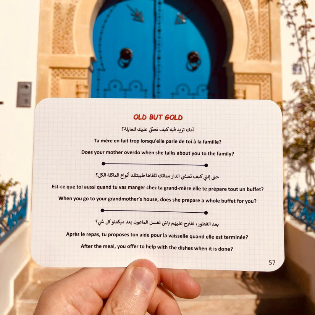 "Neither Yes Nor No" card game with 600 questions in Tunisian, French and English