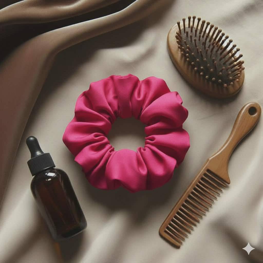 chouchou satin rose fushia élégance anti frisottis ultime