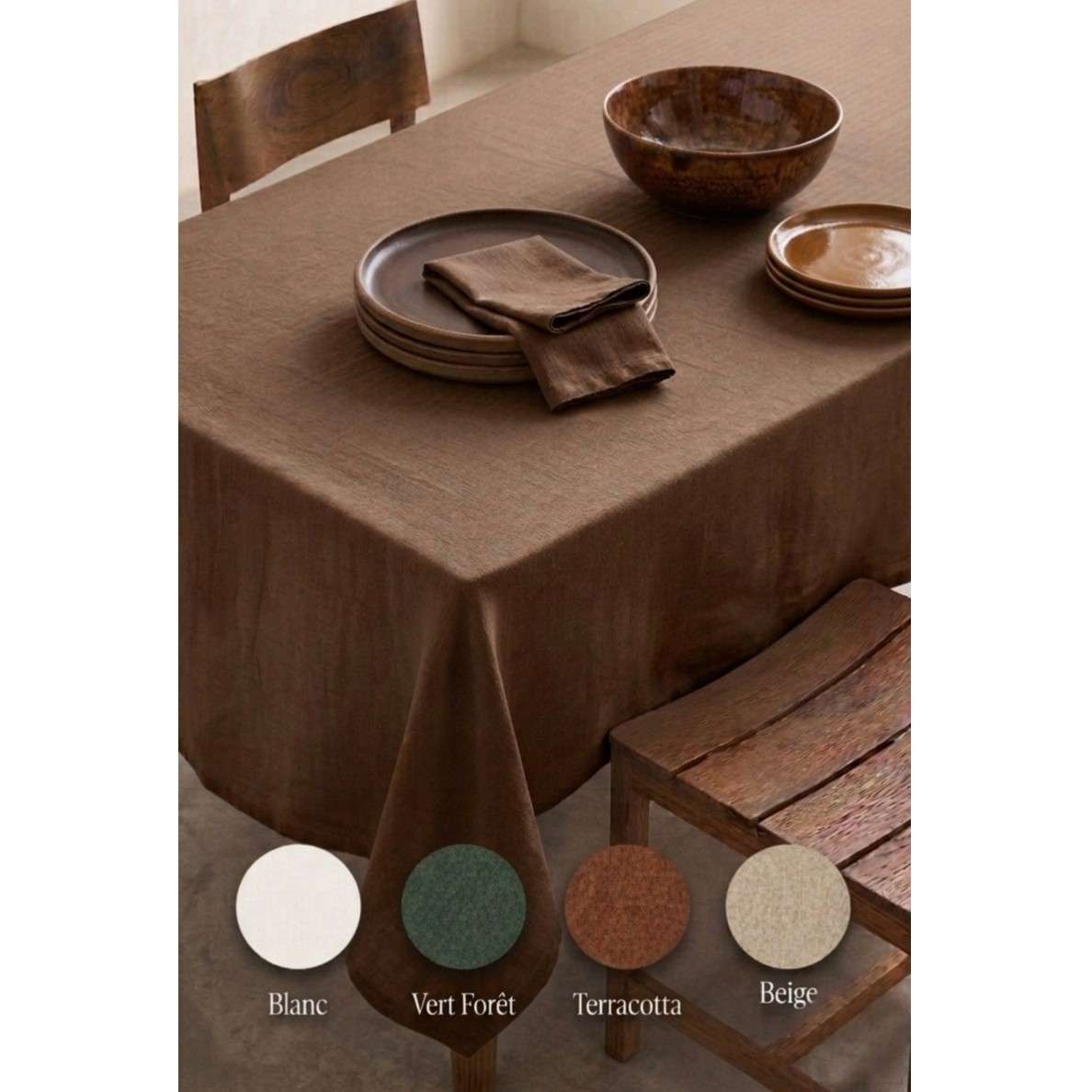 nappe en lin élégante pour repas raffinés jusqu'à 6 personnes