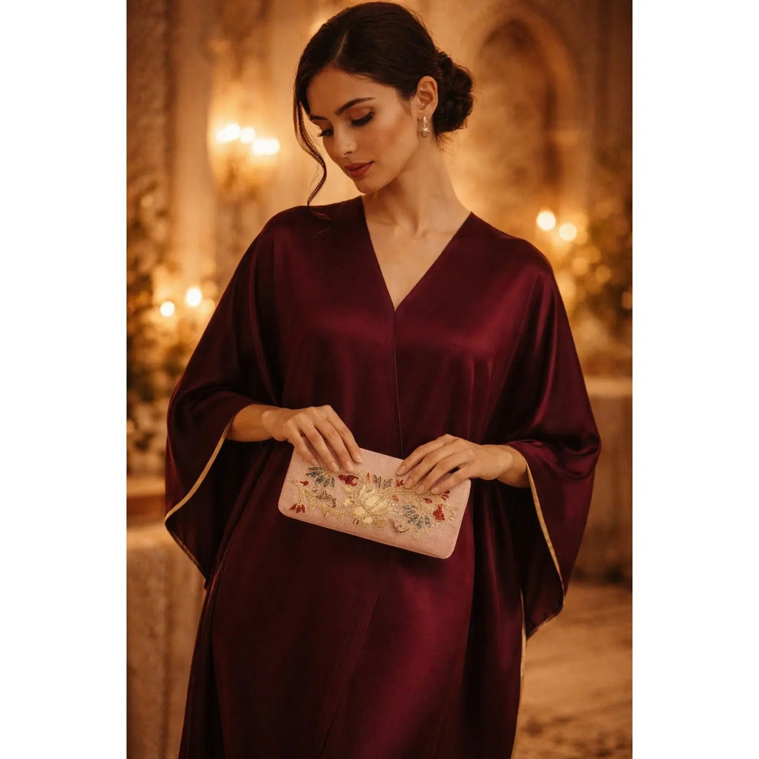 Pochette brodée dorée unique pour un style irrésistible