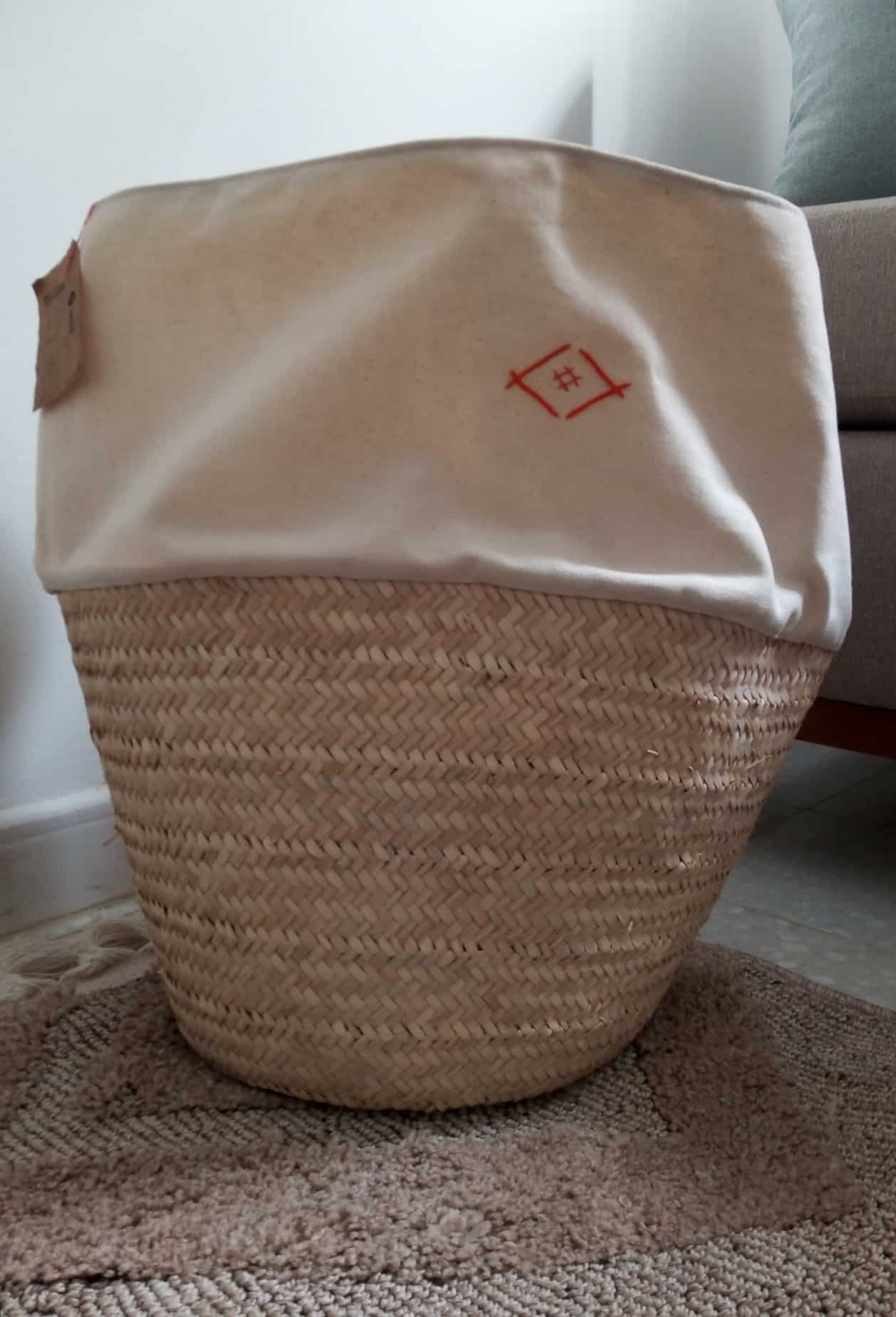 Panier de rangement en fibre de palmier avec broderie à la main - artisanat Tunisien fait main | ILEYCOM