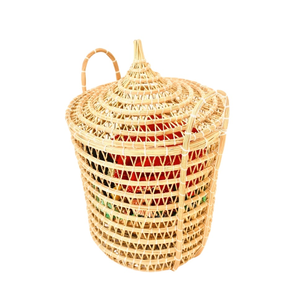 Panier à Linge en Fibres de Dattes avec Couvercle - artisanat Tunisien fait main | ILEYCOM