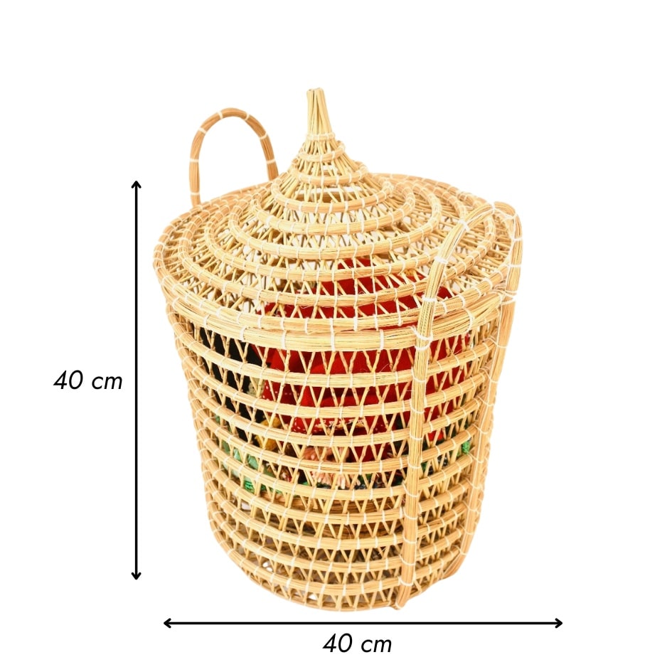 Panier à Linge en Fibres de Dattes avec Couvercle - artisanat Tunisien fait main | ILEYCOM