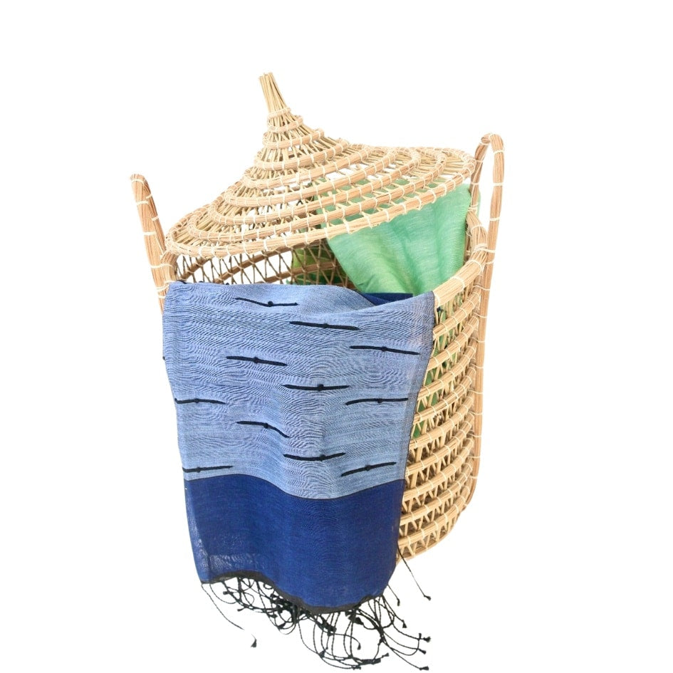 Panier à Linge en Fibres de Dattes avec Couvercle - artisanat Tunisien fait main | ILEYCOM