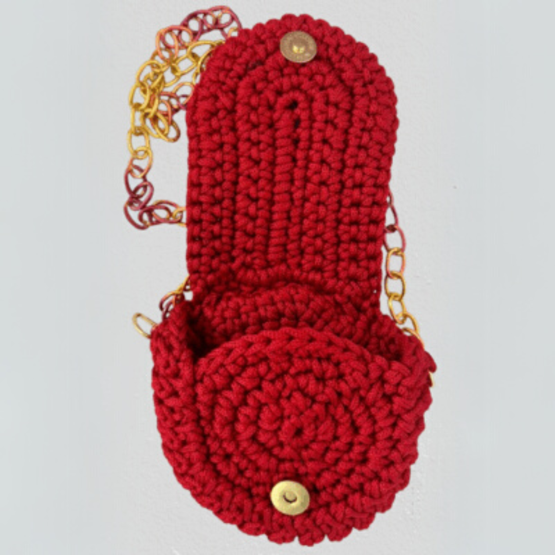 Petit sac à bandoulière rouge au crochet - artisanat Tunisien fait main | ILEYCOM