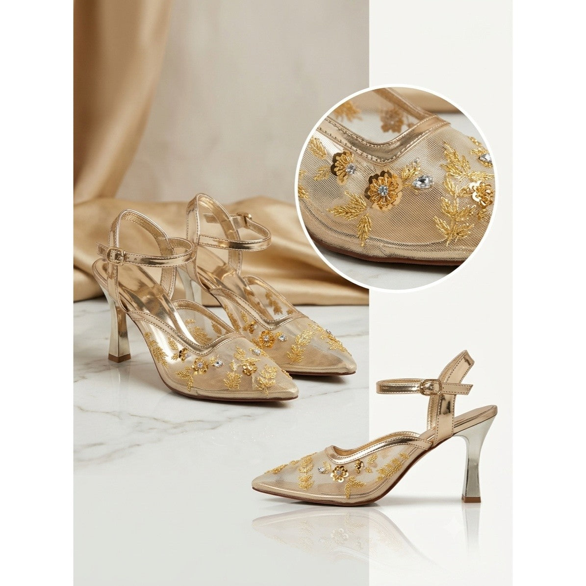 Escarpins Jardin dOr broderies florales luxe pour occasions spéciales