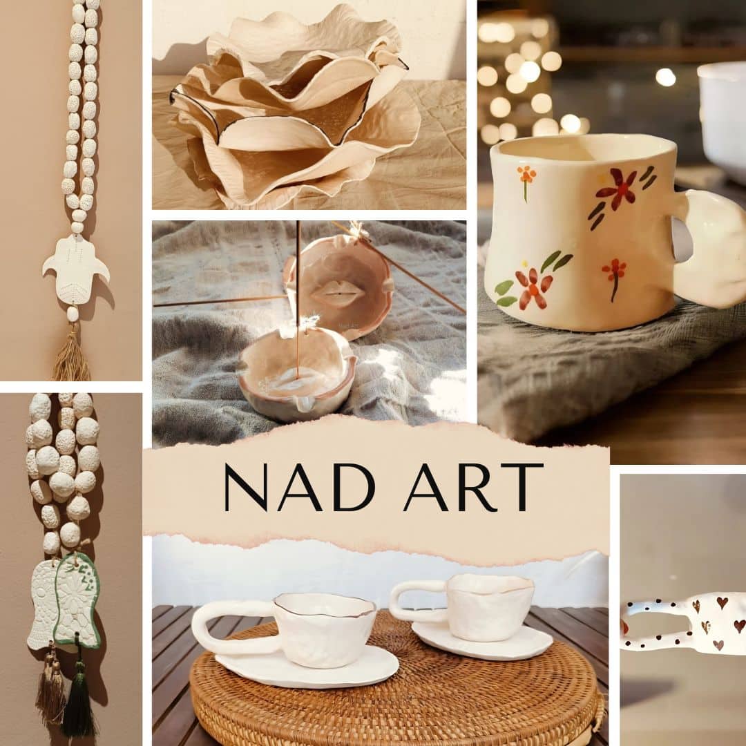 Plat en céramique forme cœur avec petits motifs cœurs - artisanat Tunisien fait main | ILEYCOM
