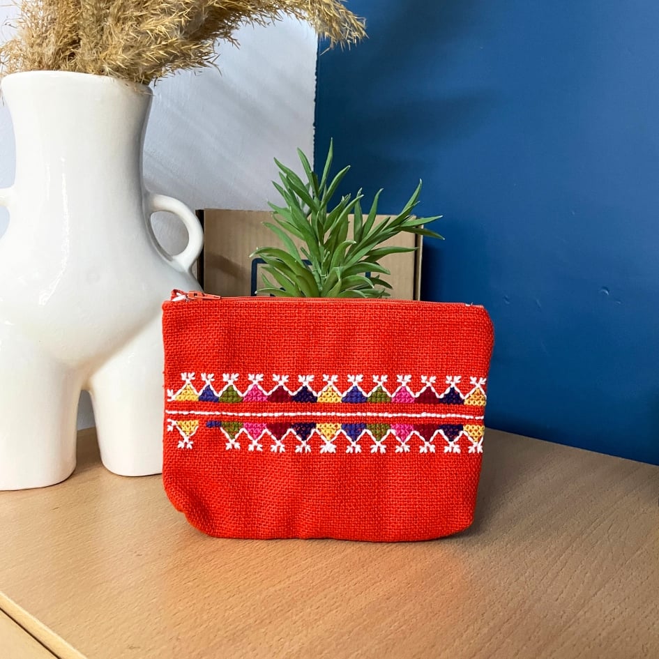 Pochette de plage, maquillage & skincare en crochet fait main orange - artisanat Tunisien fait main | ILEYCOM