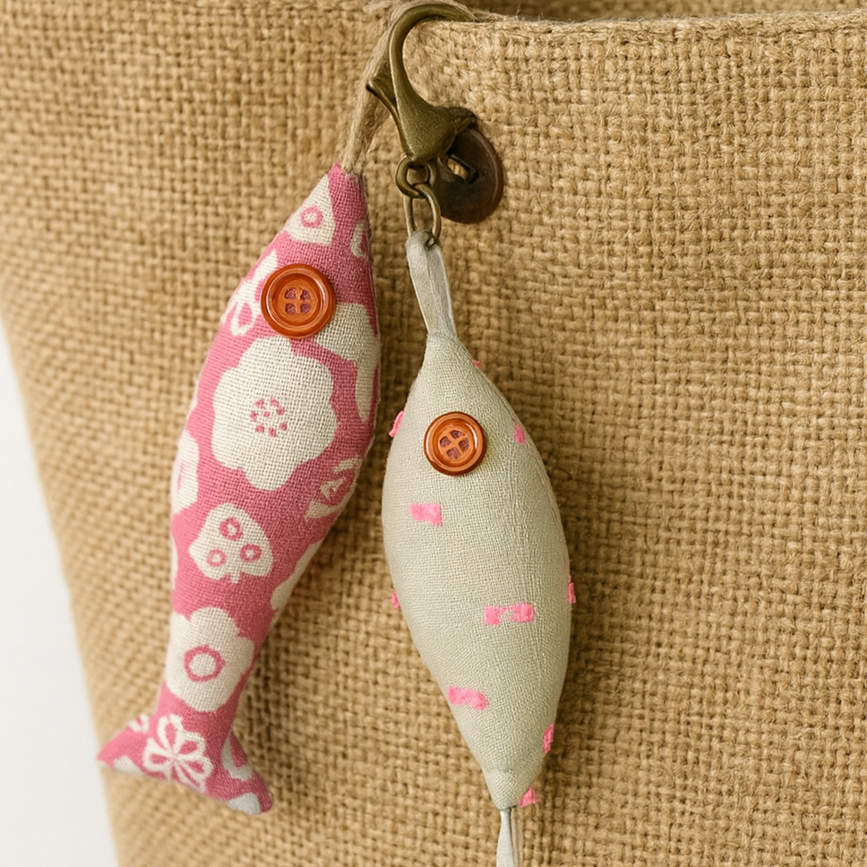 Duo de poissons en tissu pour bijou de sac ou porte-clés