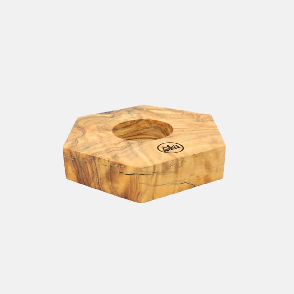 Porte-bougie hexagonal en bois d'olivier naturel, artisanal