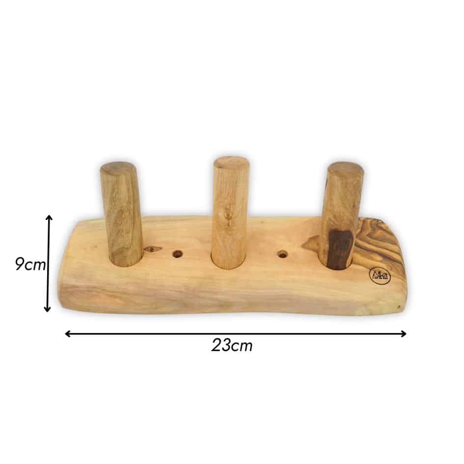Porte-manteau mural artisanal en bois d'olivier – Design rustique et naturel