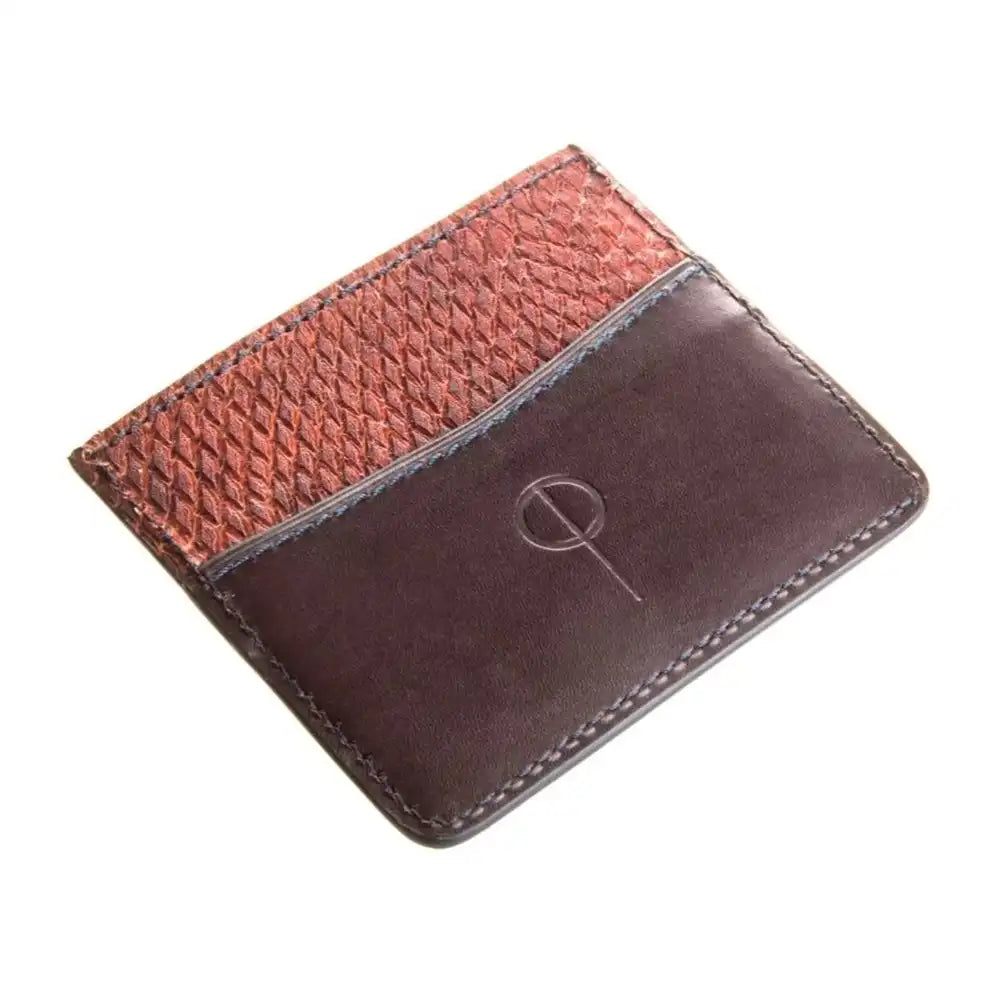 Card holder in Triggerfish and cowhide leather "Triggerfish Rudhira"