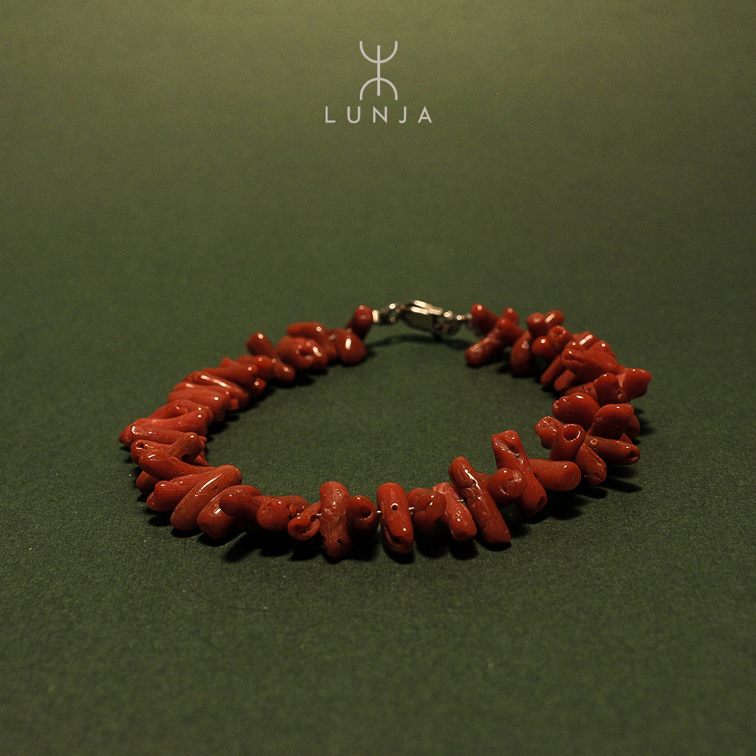 Bracelet Corail Rouge Brut pour femme, bracelet en corail naturel