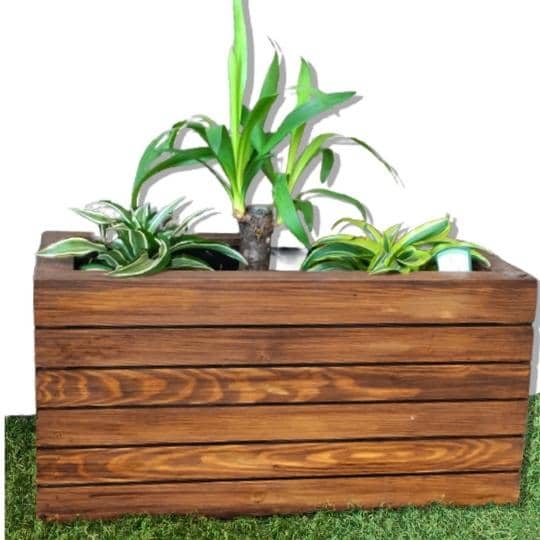 Pot de plante en bois rectangulaire - artisanat Tunisien fait main | ILEYCOM