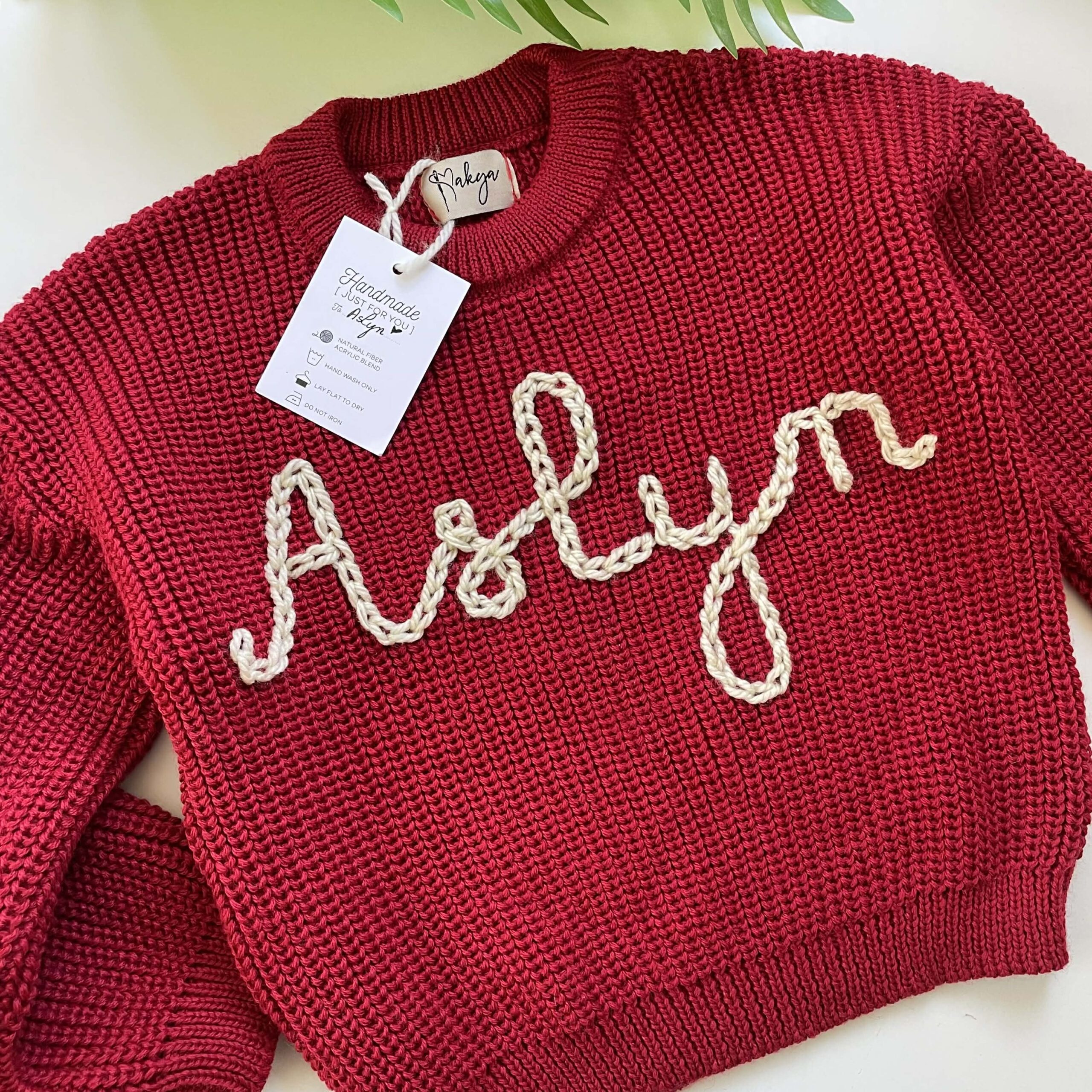 Pull personnalisé enfant en rouge avec prénom exclusif