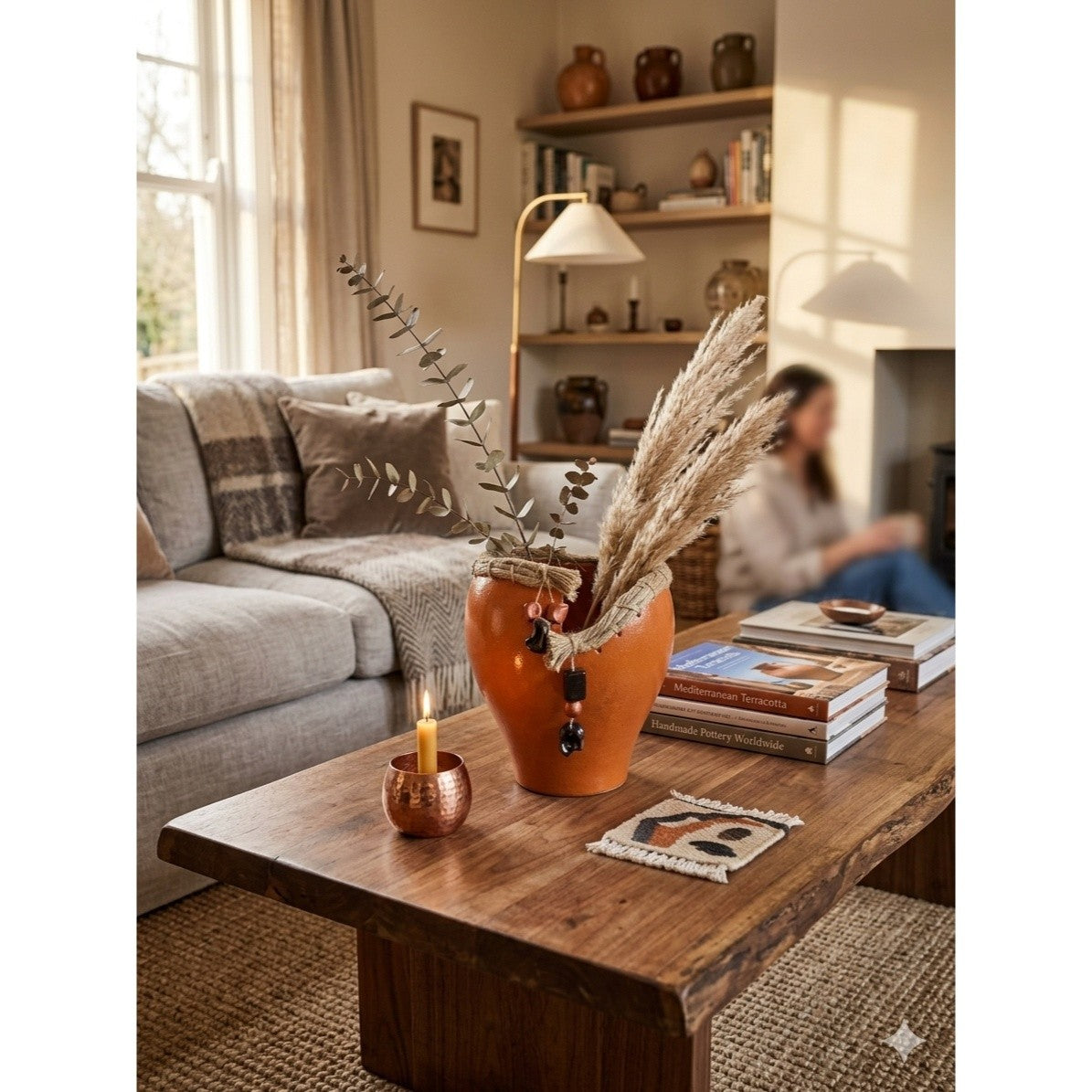 Vase africain orange 30 cm de hauteur pour une déco unique et élégante