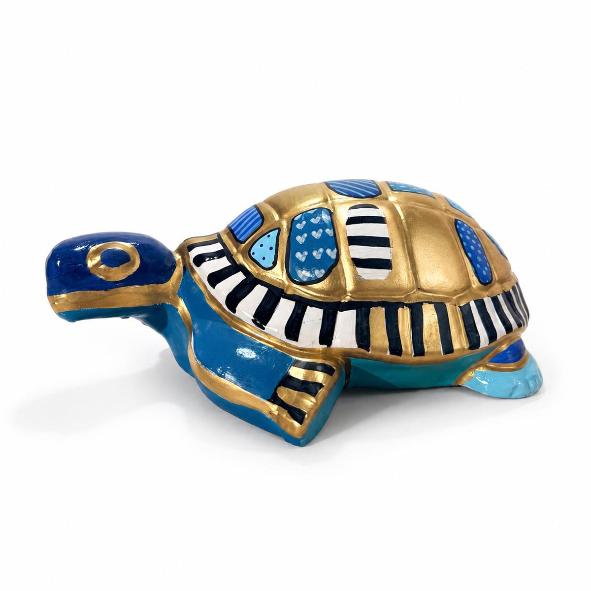 Sculpture tortue bleu et doré une touche d'élégance unique