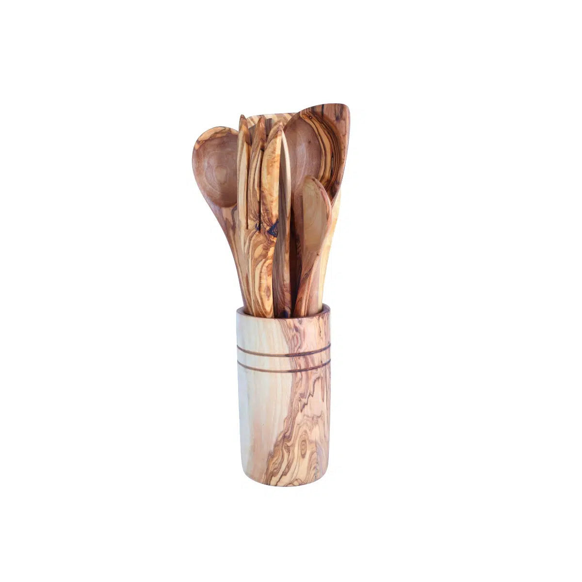 ustensiles de cuisine en bois d'olivier avec support exclusif