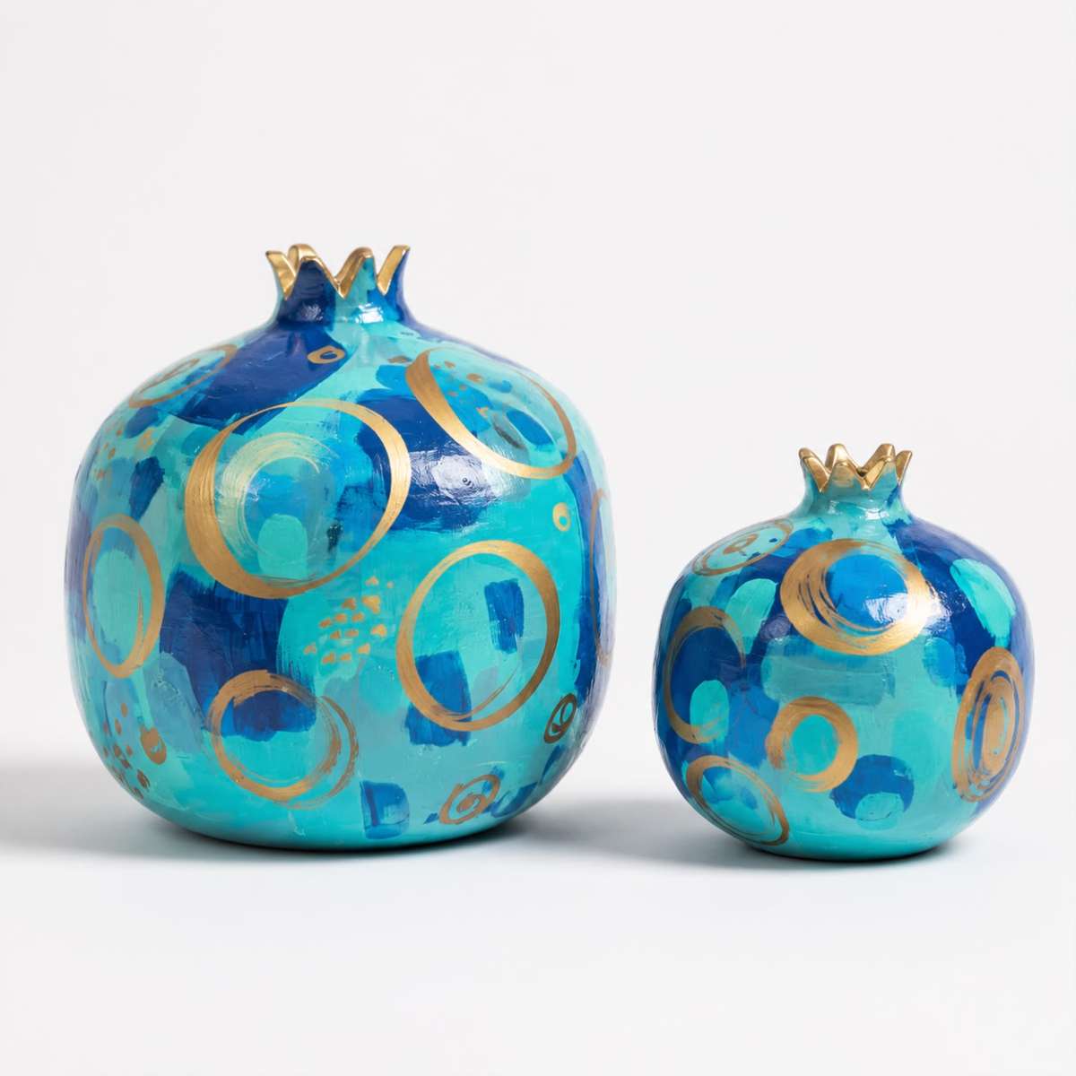 Grenades décoratives en bleu et doré pour une décoration unique