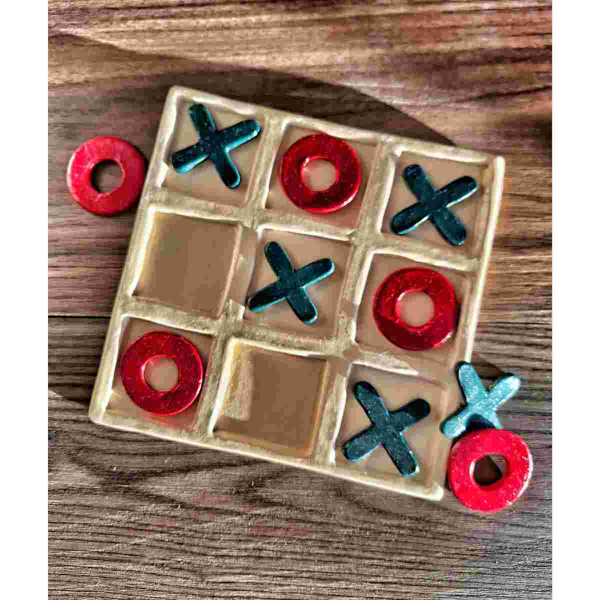 Jeu de société XO GAME personnalisé en acajou et beige