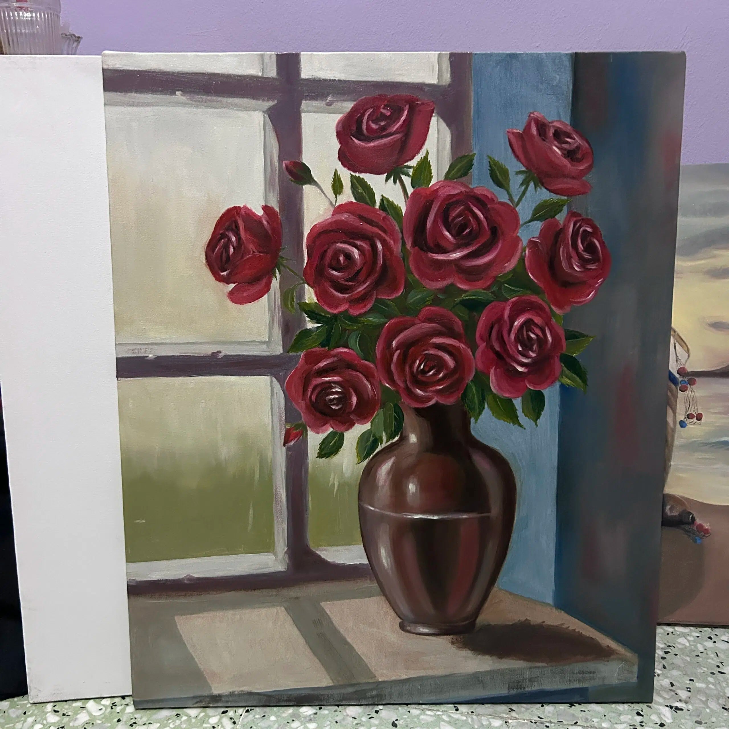 Tableau Sérénade Écarlate en Toile – Élégance Florale Classique