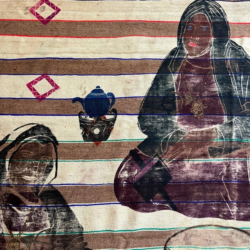 Rideaux avec Tissage Traditionnel et Impressions à Tampons en Bois (1m50 x 2m) - artisanat Tunisien fait main | ILEYCOM