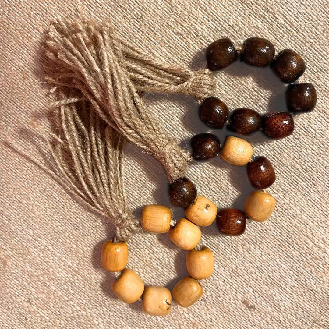 Anneaux de serviette de table en bois naturel et jute tressée - Une pièce