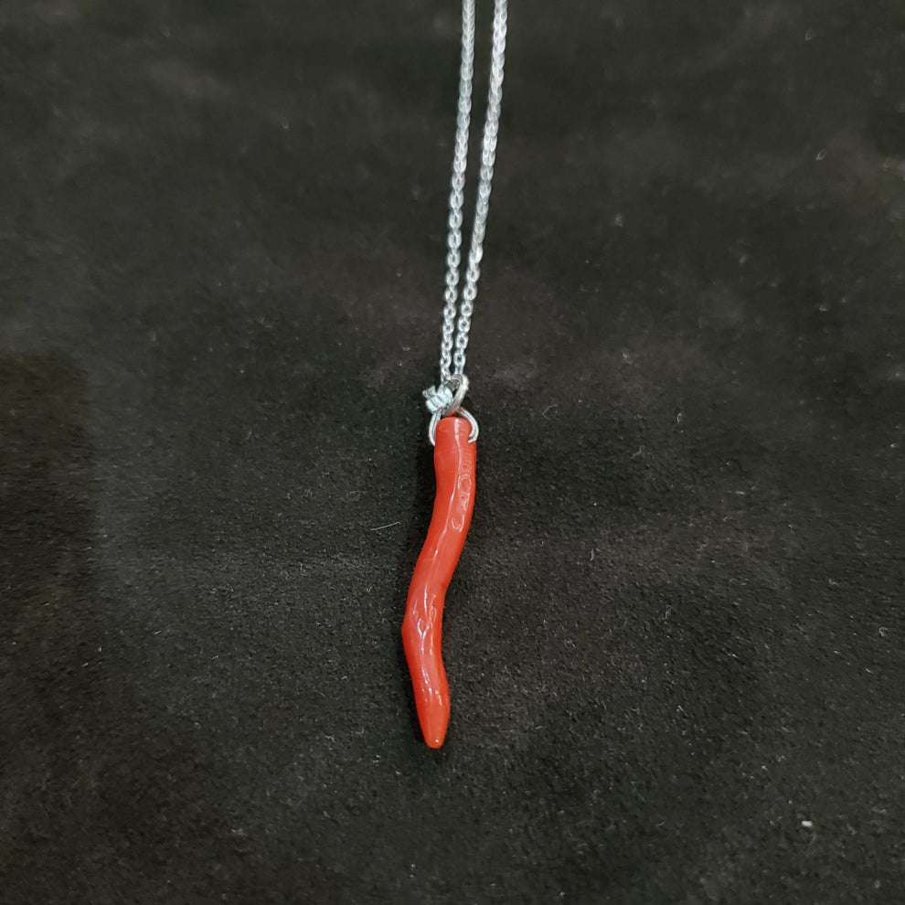 Collier argent 925 avec pendentif corail naturel exclusif