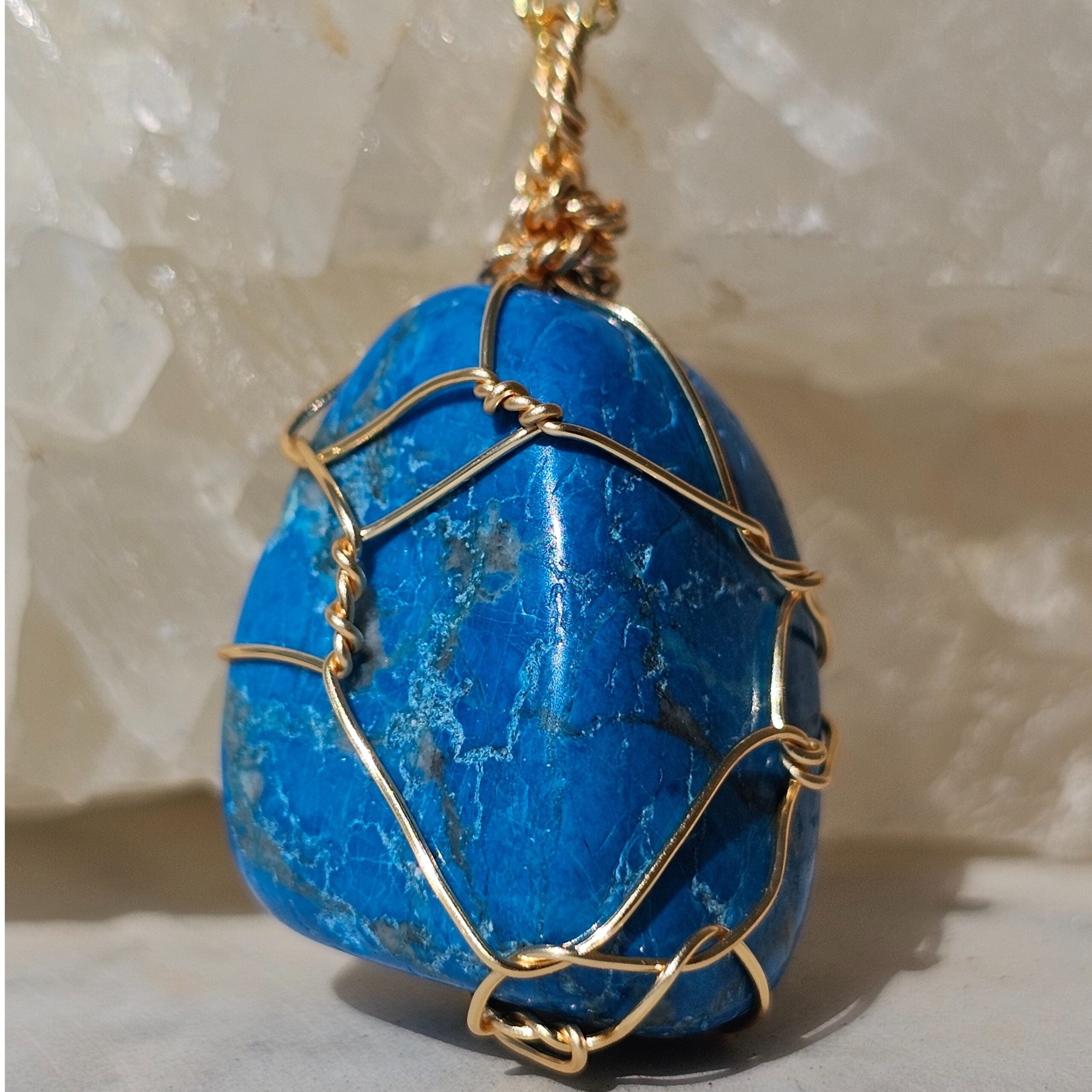 Collier Pendentif Turquoise Ciel en Argent et Or - Élégance Intemporelle
