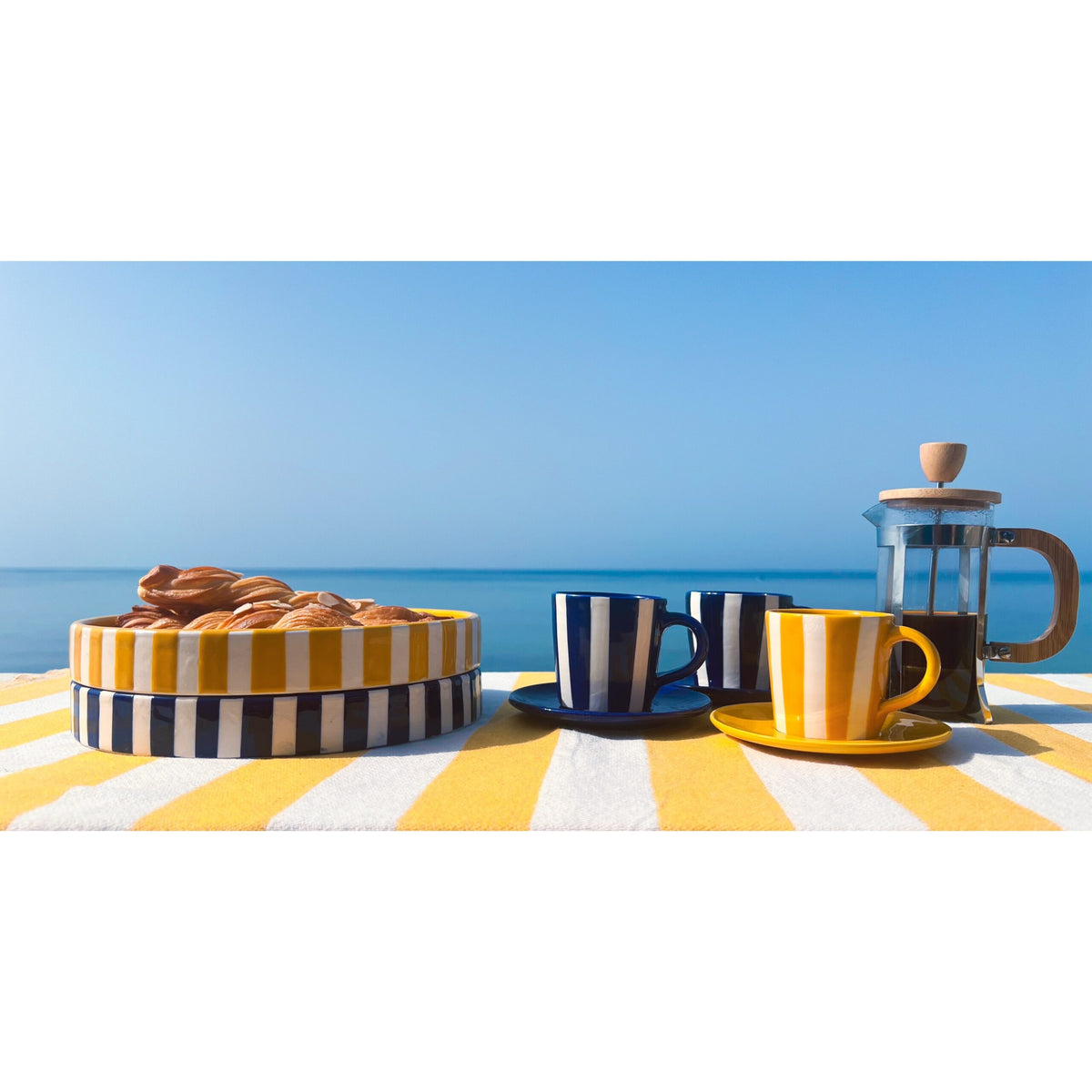 Tasse café Marinos bleu et jaune design