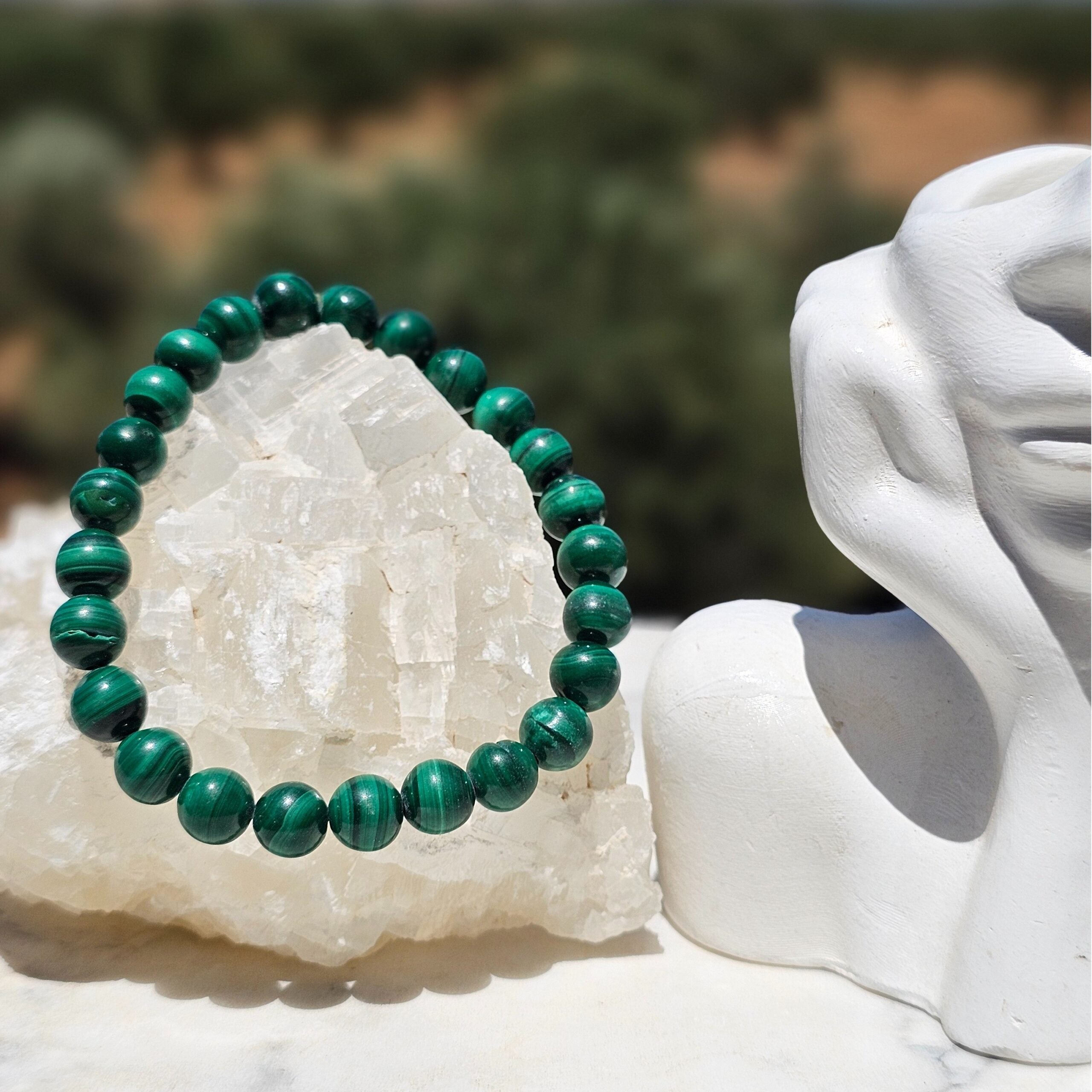 Bracelet malachite naturel ajustable pour bien-être et style