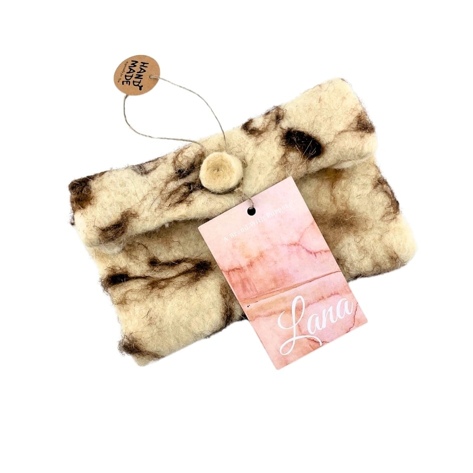 Sac beige et marron en feutrage humide - artisanat Tunisien fait main | ILEYCOM
