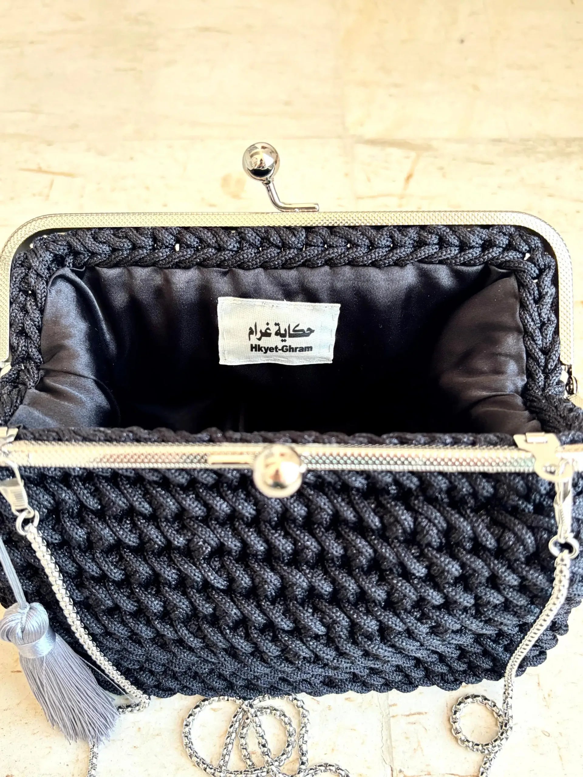sac click clack noir fait main