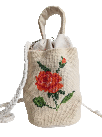 Sac Convertible brodé à la main en Point de Croix - artisanat Tunisien fait main | ILEYCOM