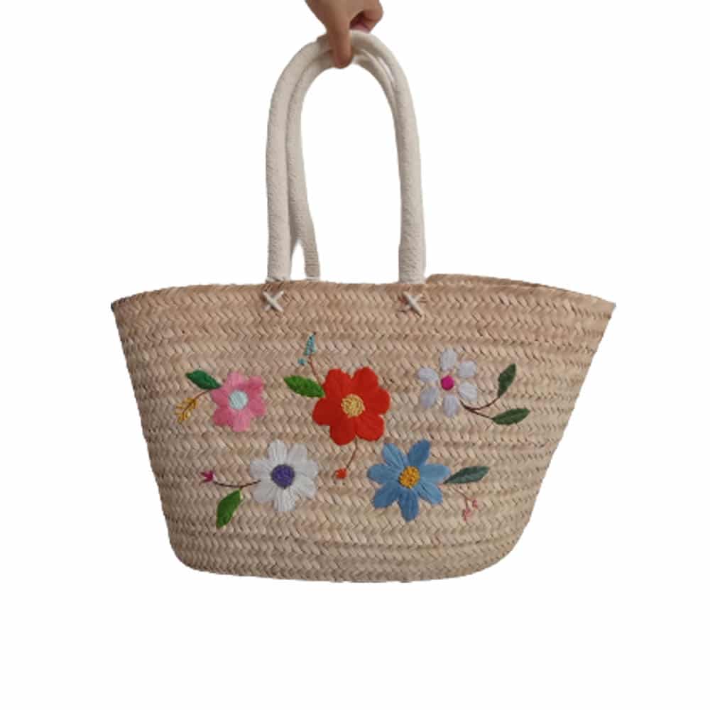 Sac couffin floral brodé à la main - artisanat Tunisien fait main | ILEYCOM