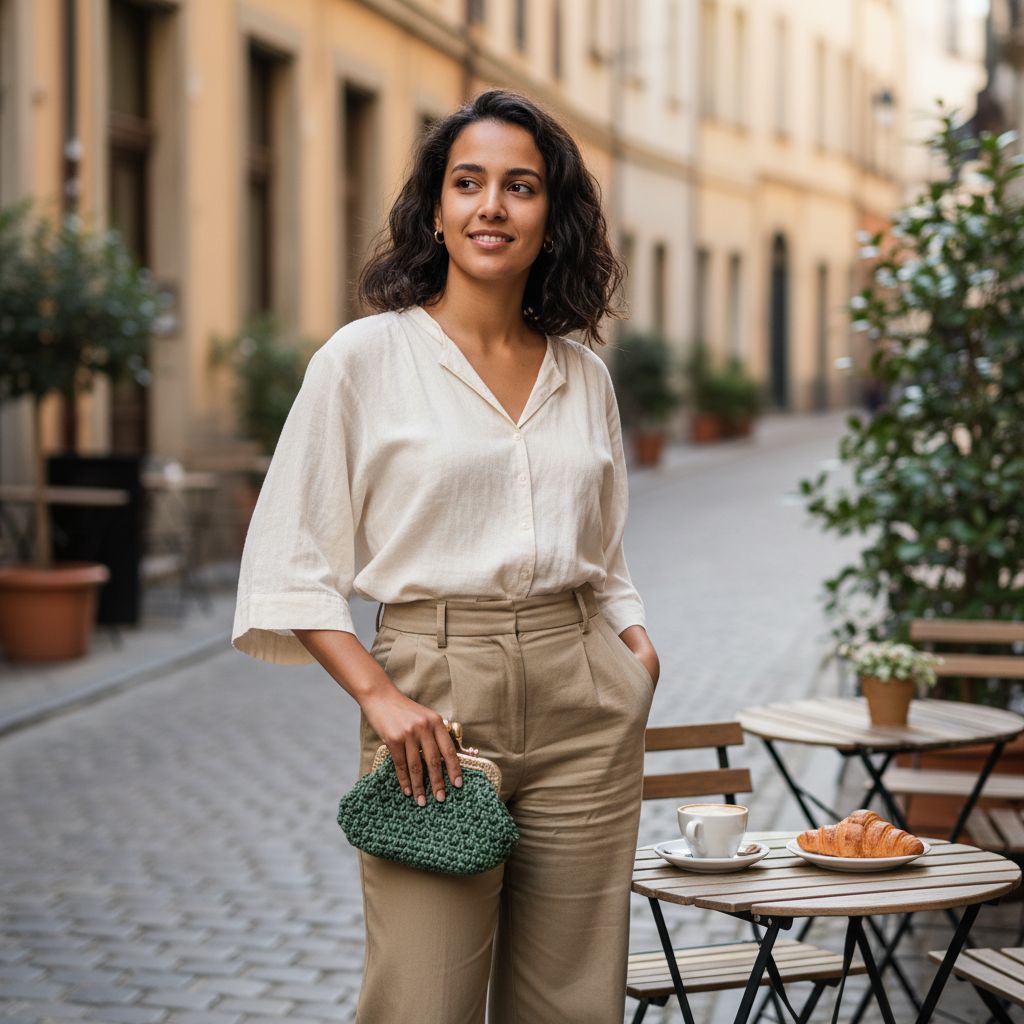 Sac en crochet taille s le compagnon chic et  — vue détaillée. Artisanat tunisien.