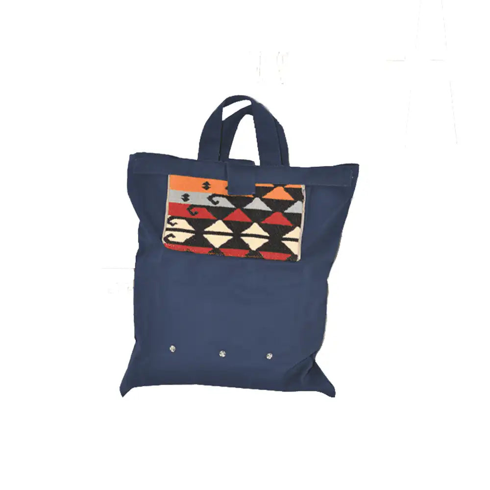Sac à main "Margoum" pliable en blue - artisanat Tunisien fait main | ILEYCOM