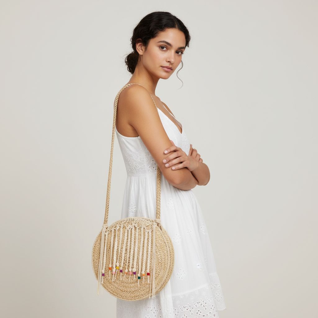 Sac artisanal Tunisie — sac rond élégant taille m pour un style.