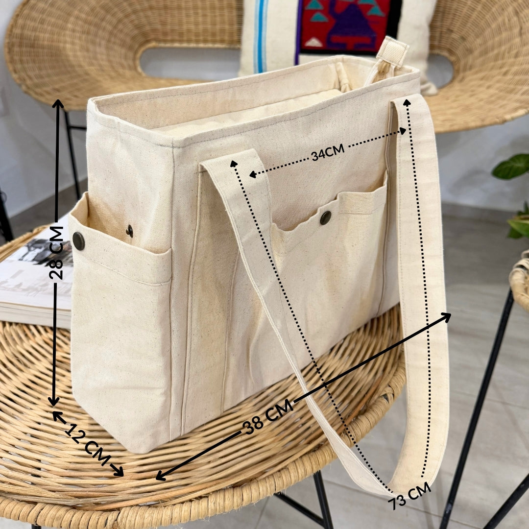 Sac Tote Bag avec des poches - artisanat Tunisien fait main | ILEYCOM