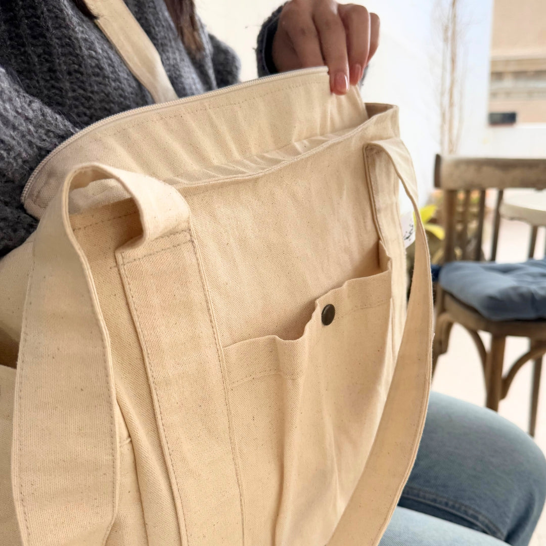 Sac Tote Bag avec des poches - artisanat Tunisien fait main | ILEYCOM