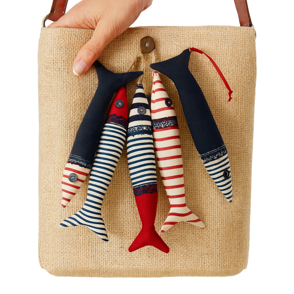 Lot de 4 sardines en tissu - 15 cm -