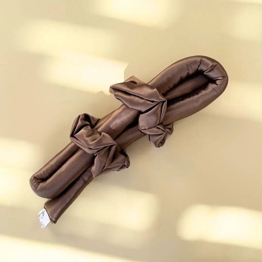 Bandeau Satin Marron & Scrunchies Anti-Frisottis