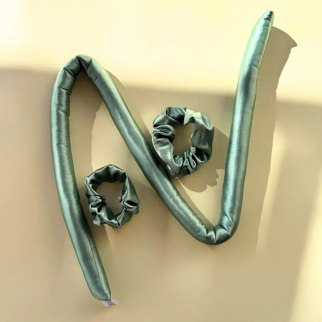 Coffret Satin Élégance Vert - Headband & Chouchous Luxe